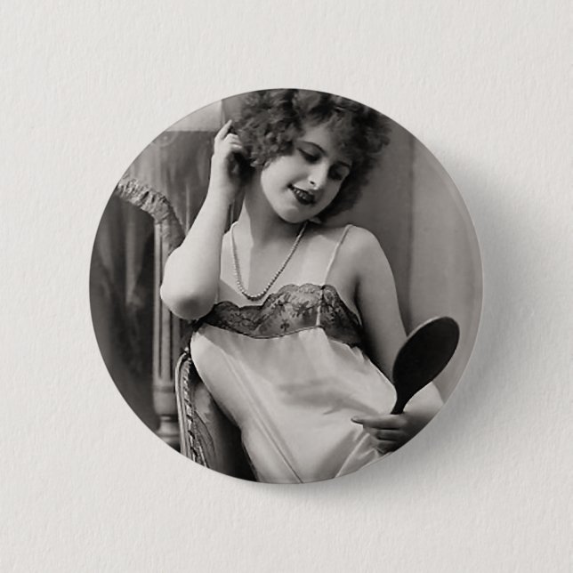 Flapper In Lingerie 2 Inch Round Button (Front)