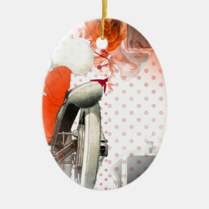 flapper polkadots ceramic ornament