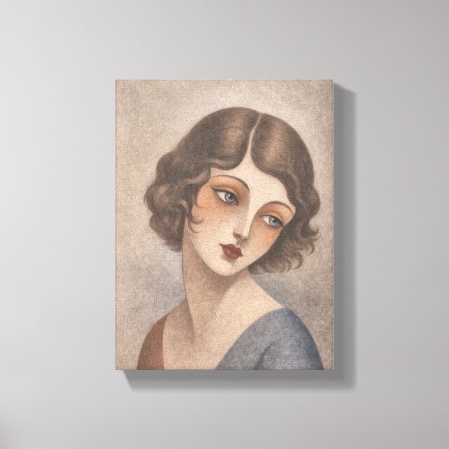 Flapper Shy Girl in Pastel colors Canvas Print (Front)