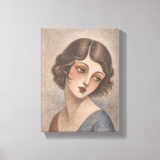 Flapper Shy Girl in Pastel colours Canvas Print