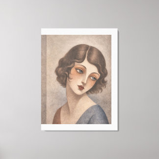 Flapper Shy Girl in Pastel colours Canvas Print