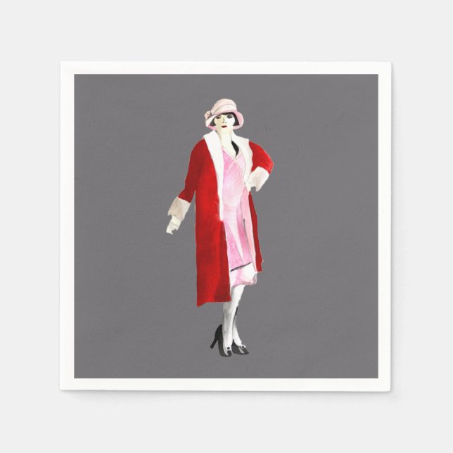 Flapper vintage fashion lady roaring twenties napkin (Front)
