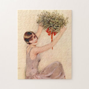 Flapper with Mistletoe Jigsaw Puzzle