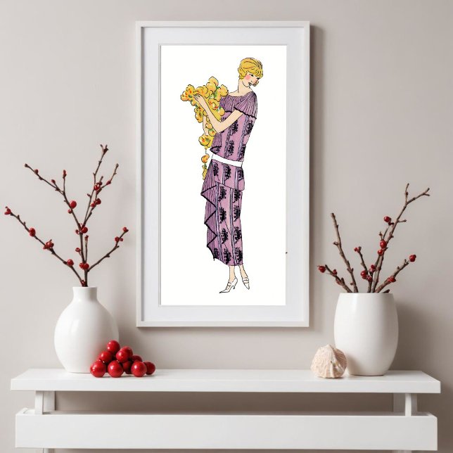 Flapper woman with flower, poster (Creator Uploaded)