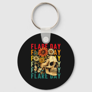 Flare Day Fibromyalgia Dysautonomia Skull Invisibl Keychain