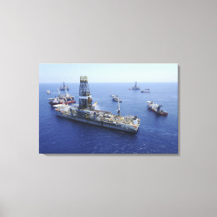 Flaring operations conducted by the drillship canvas print