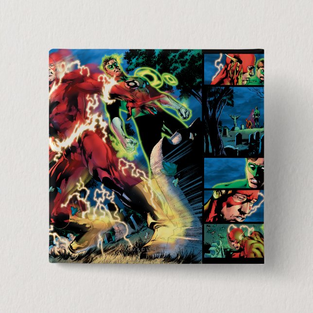 Flash and Green Lantern Panel 2 Inch Square Button (Front)
