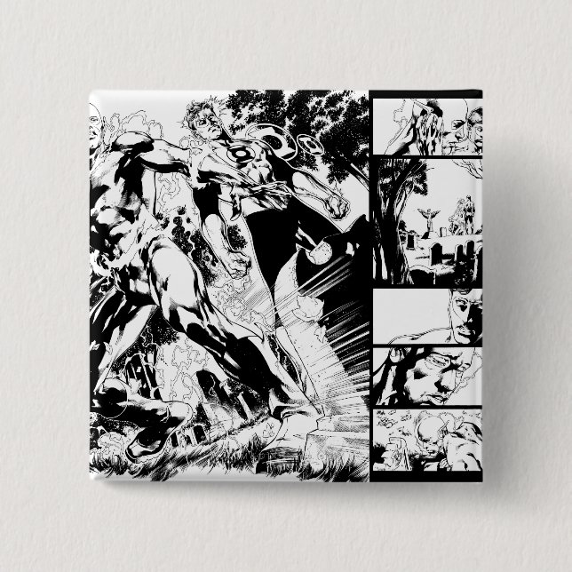 Flash and Green Lantern Panel 2 Inch Square Button (Front)