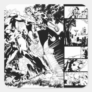 Flash and Green Lantern Panel 2 Square Sticker