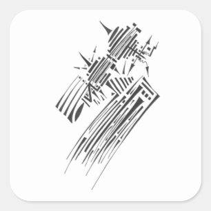 Flash Black White Abstract Tribal Tattoo Art Square Sticker