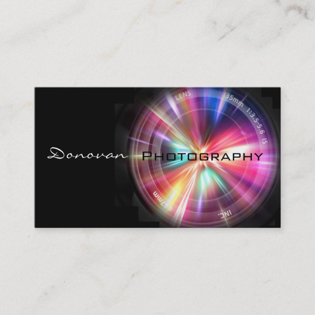 Flash Camera Lens Business Card Black (Front)