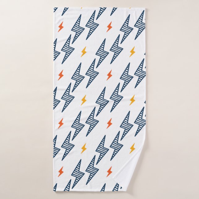 Flash. Lightning Bolts Seamless Pattern. Backgroun Bath Towel (Bath Towel)