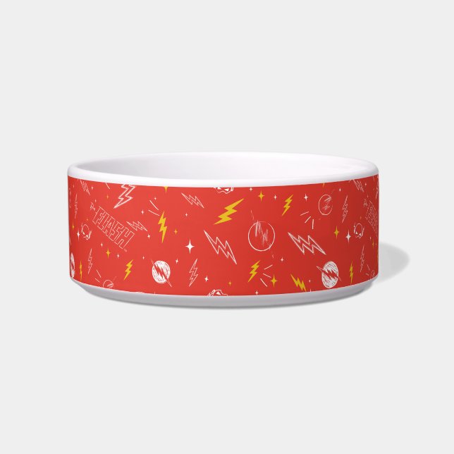 Flash Lightning Icon and Doodle Pattern Bowl (Front)