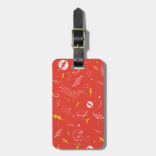 Flash Lightning Icon and Doodle Pattern Luggage Tag
