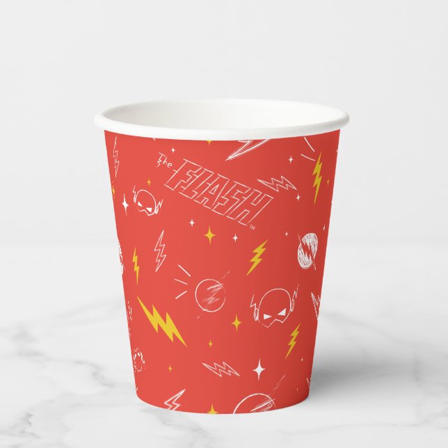 Flash Lightning Icon and Doodle Pattern Paper Cups (Front)