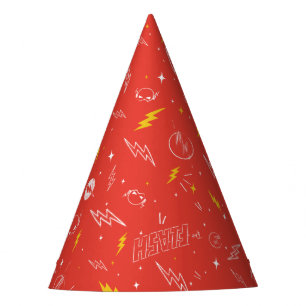 Flash Lightning Icon and Doodle Pattern Party Hat