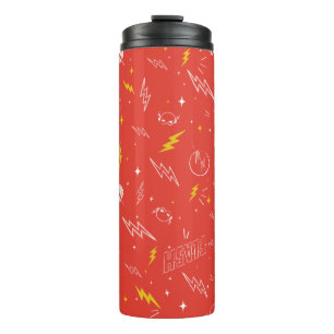 Flash Lightning Icon and Doodle Pattern Thermal Tumbler