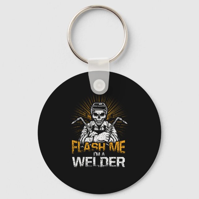 Flash Me Im A Welder Skull Welding Tools Keychain (Front)