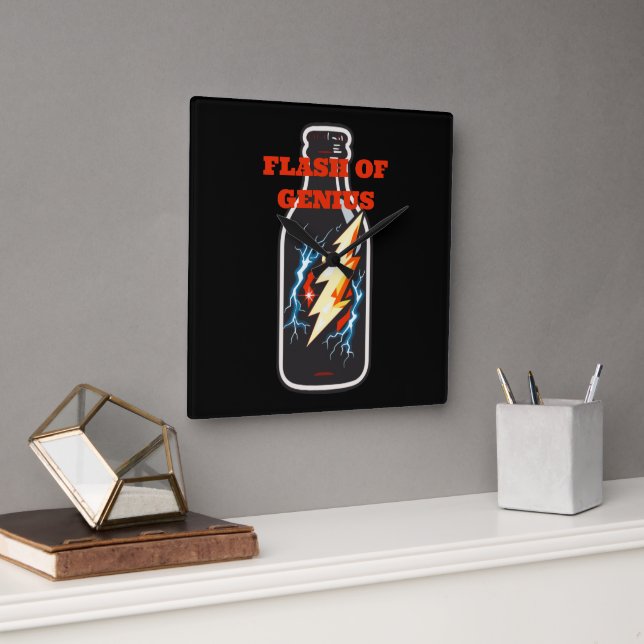 Flash of Genius Square Wall Clock (Office)