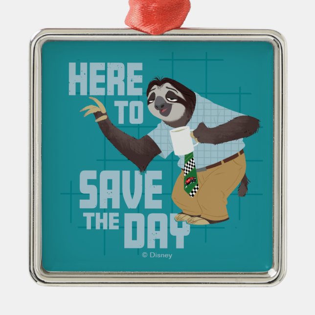 Flash Slothmore - Here to Save the Day Metal Ornament (Front)