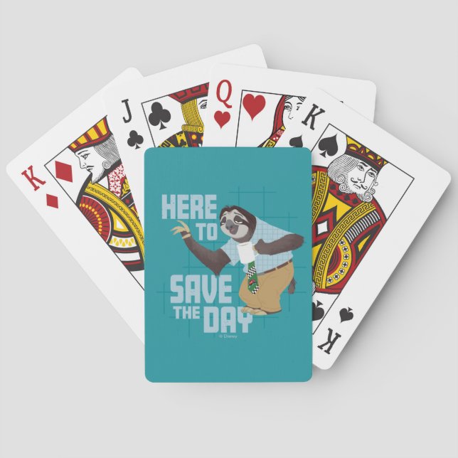 Flash Slothmore - Here to Save the Day Playing Cards (Back)