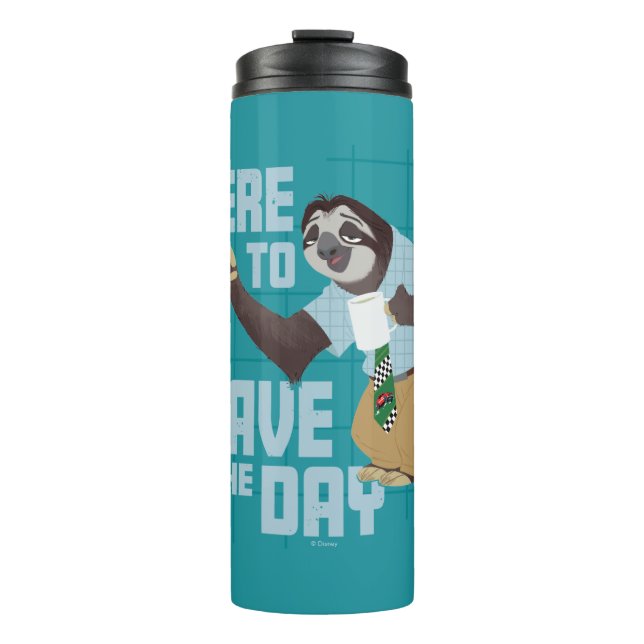 Flash Slothmore - Here to Save the Day Thermal Tumbler (Front)
