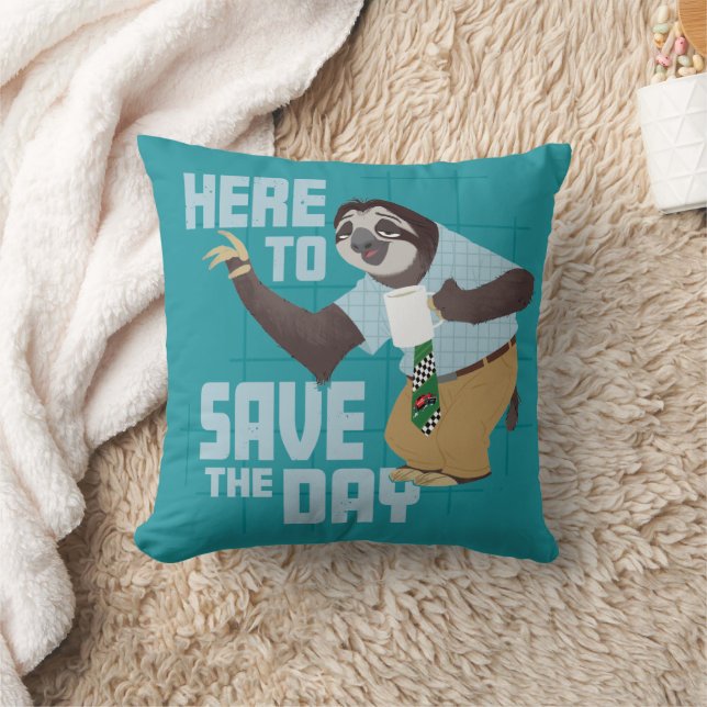 Flash Slothmore - Here to Save the Day Throw Pillow (Blanket)