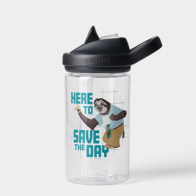 Flash Slothmore - Here to Save the Day Water Bottle (Left)