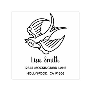 Flash Tattoo Bird Custom Name Return Address Self-inking Stamp