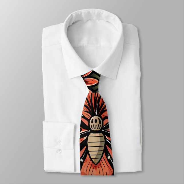 Flash Tattoo Spider Floral Custom Pattern Tie (Tied)