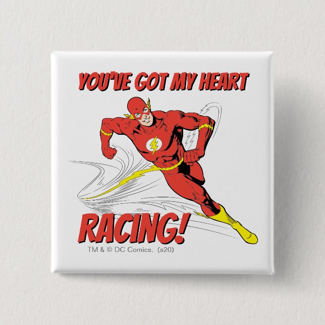 Flash - You've Got My Heart Racing Valentine 2 Inch Square Button (Front)