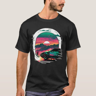 Flashback to Cool Retro Wave Car Style girl T-Shirt