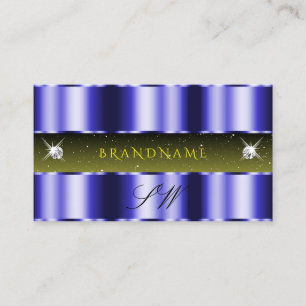 Flashy Blue Yellow Black Sparkle Jewels Initials Business Card