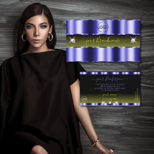 Flashy Blue Yellow Black Sparkle Jewels with Logo Business Card