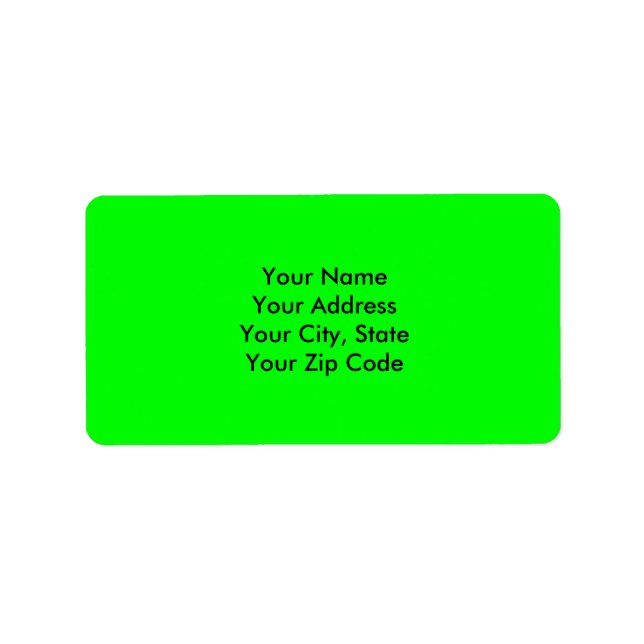 Flashy Bright Neon Green Accent Colour Label (Front)