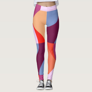 Flashy Coloured Curves and Lines Pattern Leggins Leggings