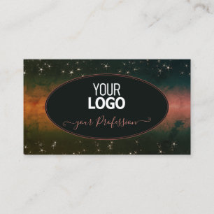 Flashy Colourful Galaxy and Glitter Stars with Log Business Card