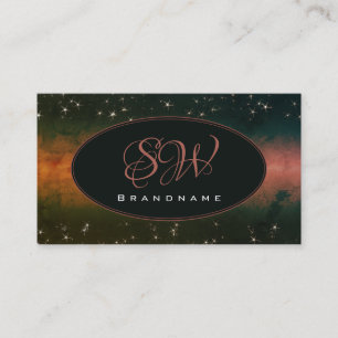 Flashy Colourful Galaxy Cute Glitter Stars Initial Business Card