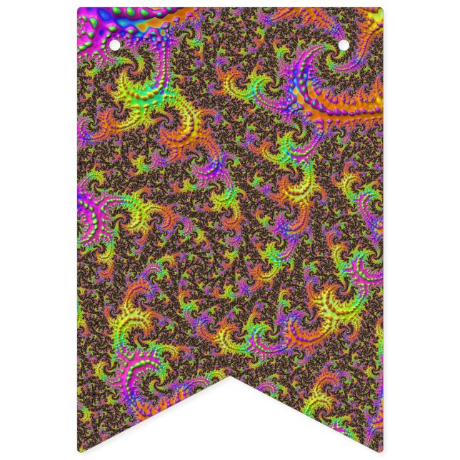 Flashy Colourful Spiral Abstract Digital Fractal Bunting Flags (First Flag)