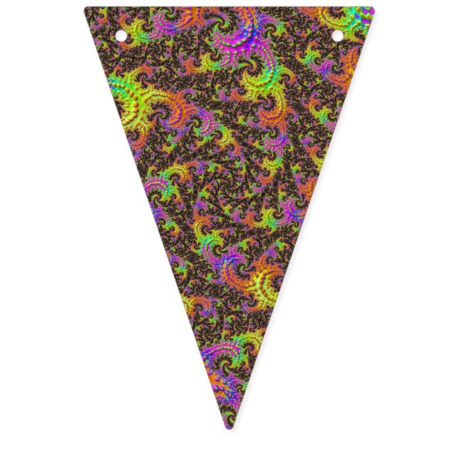 Flashy Colourful Spiral Abstract Digital Fractal Bunting Flags (First Flag)