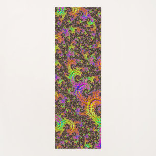 Flashy Colourful Spiral Abstract Digital Fractal Yoga Mat