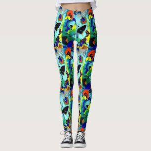 Flashy Cute Colour Butterfly Collage Designed Leggings