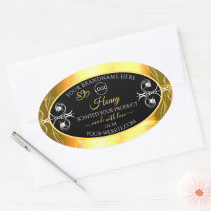 Flashy Dazzling Gold Black Product Labels Add Logo