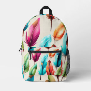 Flashy Feathers  Printed Backpack