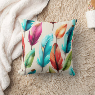 Flashy Feathers Throw Pillow