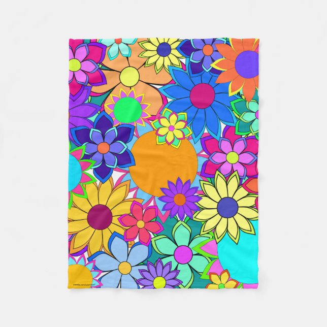 Flashy Flowers Fleece Blanket (Front)