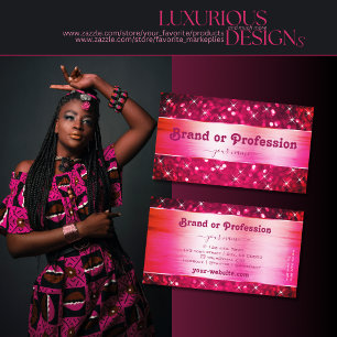 Flashy Girly Pink Glitter Sparkle Luminous Stars Business Card