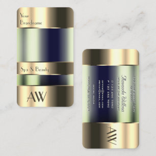 Flashy Gold 3D Initials Glass Optics Blue Fluids Business Card