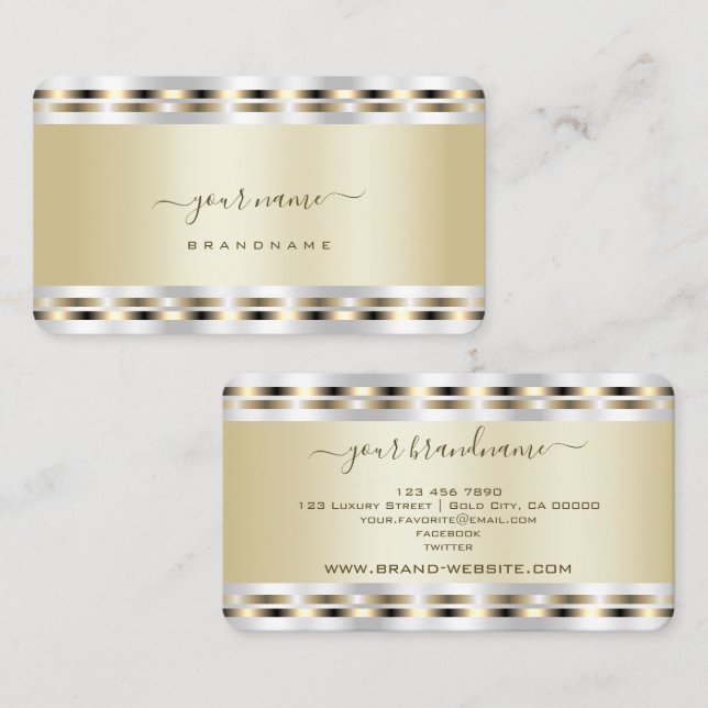 Flashy Gold and Silver Effects Professional Business Card (Front/Back)