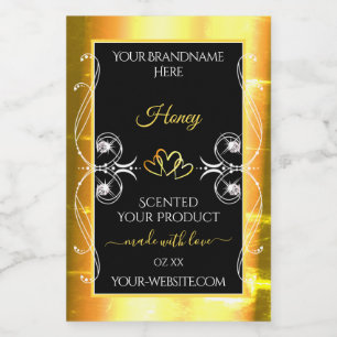 Flashy Gold Dazzling Product Labels Diamonds Black